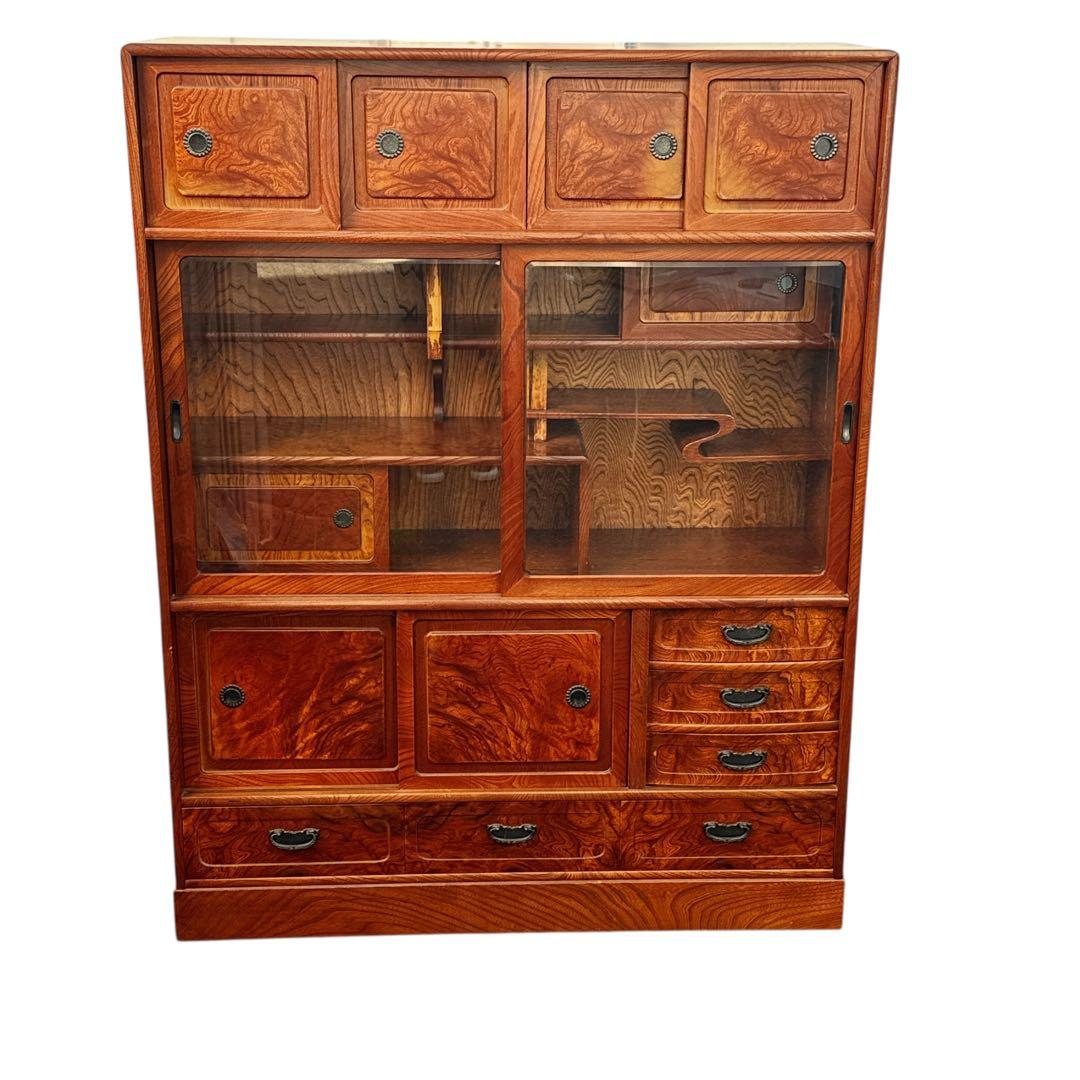 タンス 和風 茶箪笥 国産 茶ダンス 日本製 和茶棚 完成品 リビングボード