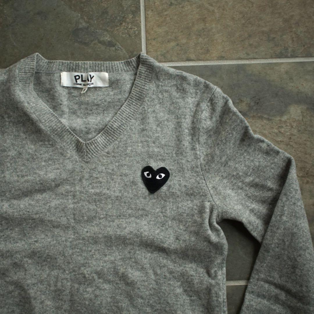 play comme des garcons vネック セーター グレー M