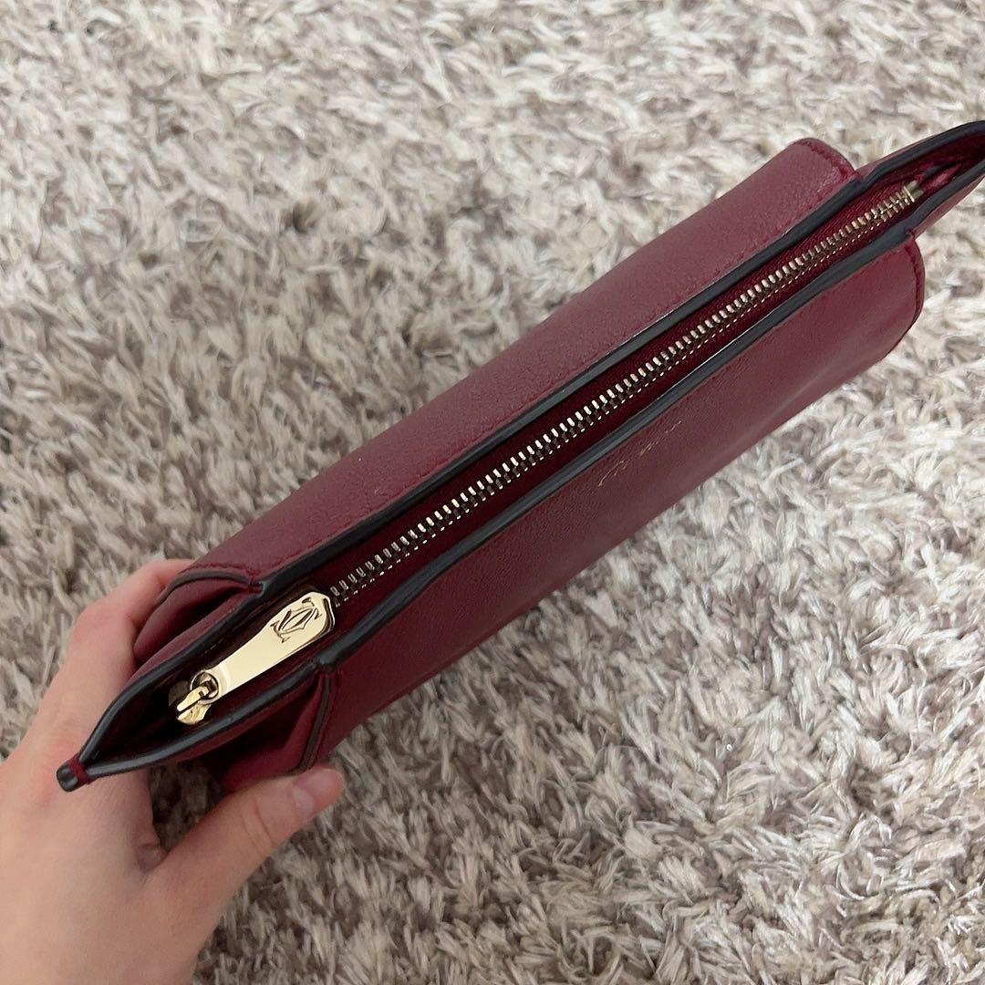 【美品】Cartier バーガンディ レザー クラッチバッグ ポーチ