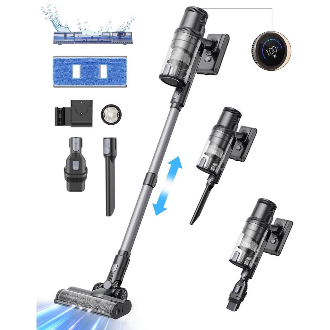 最終特価‼️強力吸引‼️コードレス掃除機 35000Pa 水拭き一体型 サイクロン