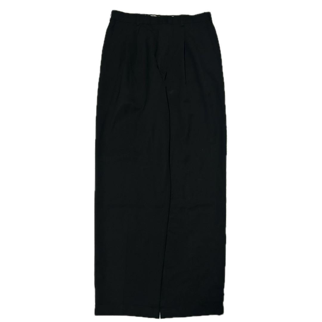 00s SLATES ツータック スラックス ブラックW32 ウールギャバ