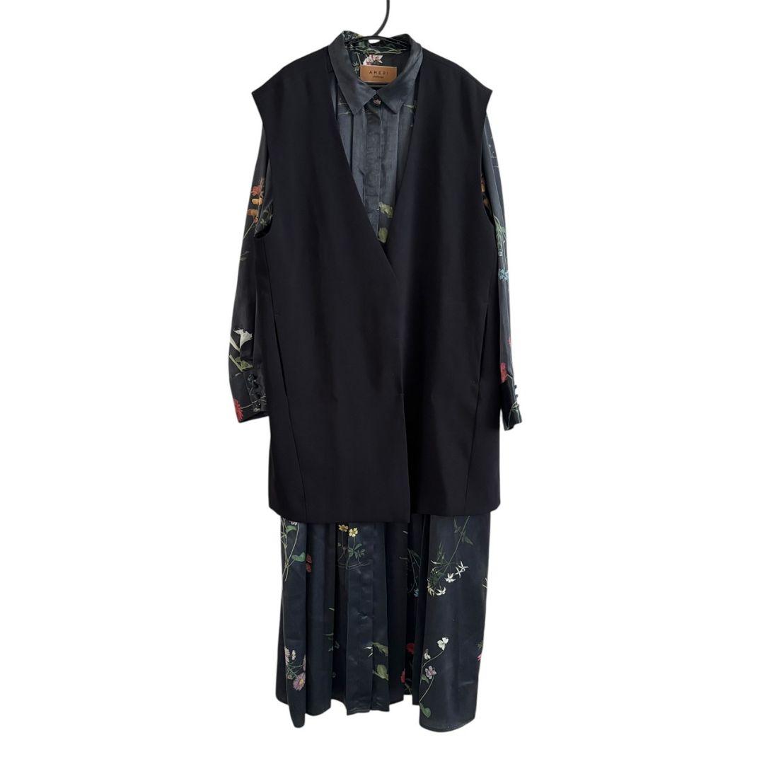 Ameri アメリ ベスト付き 花柄ロングワンピース