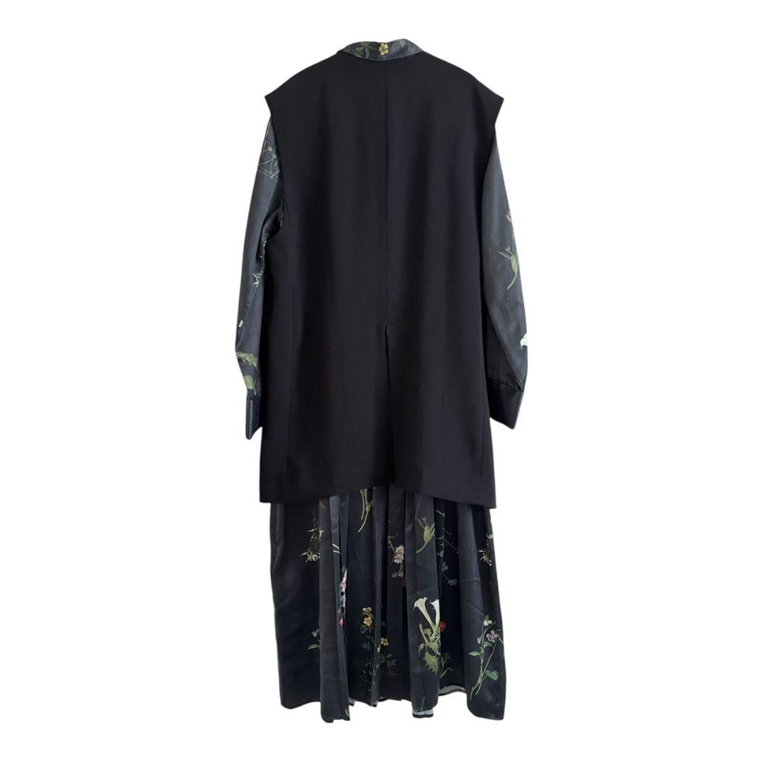 Ameri アメリ ベスト付き 花柄ロングワンピース