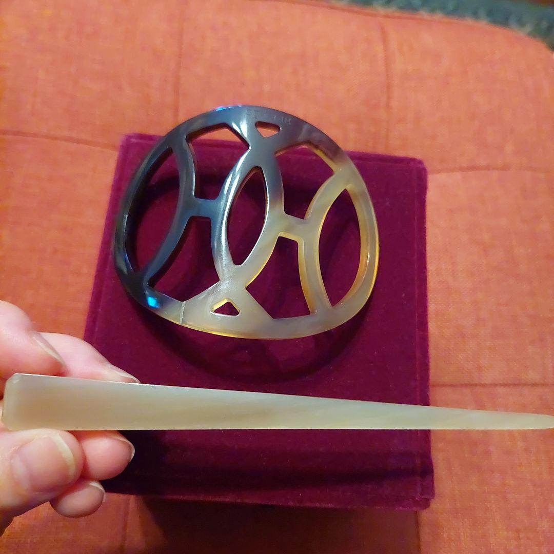 修理傷跡ありHERMESヘアアクセサリーバッファローホーンの鼈甲簪