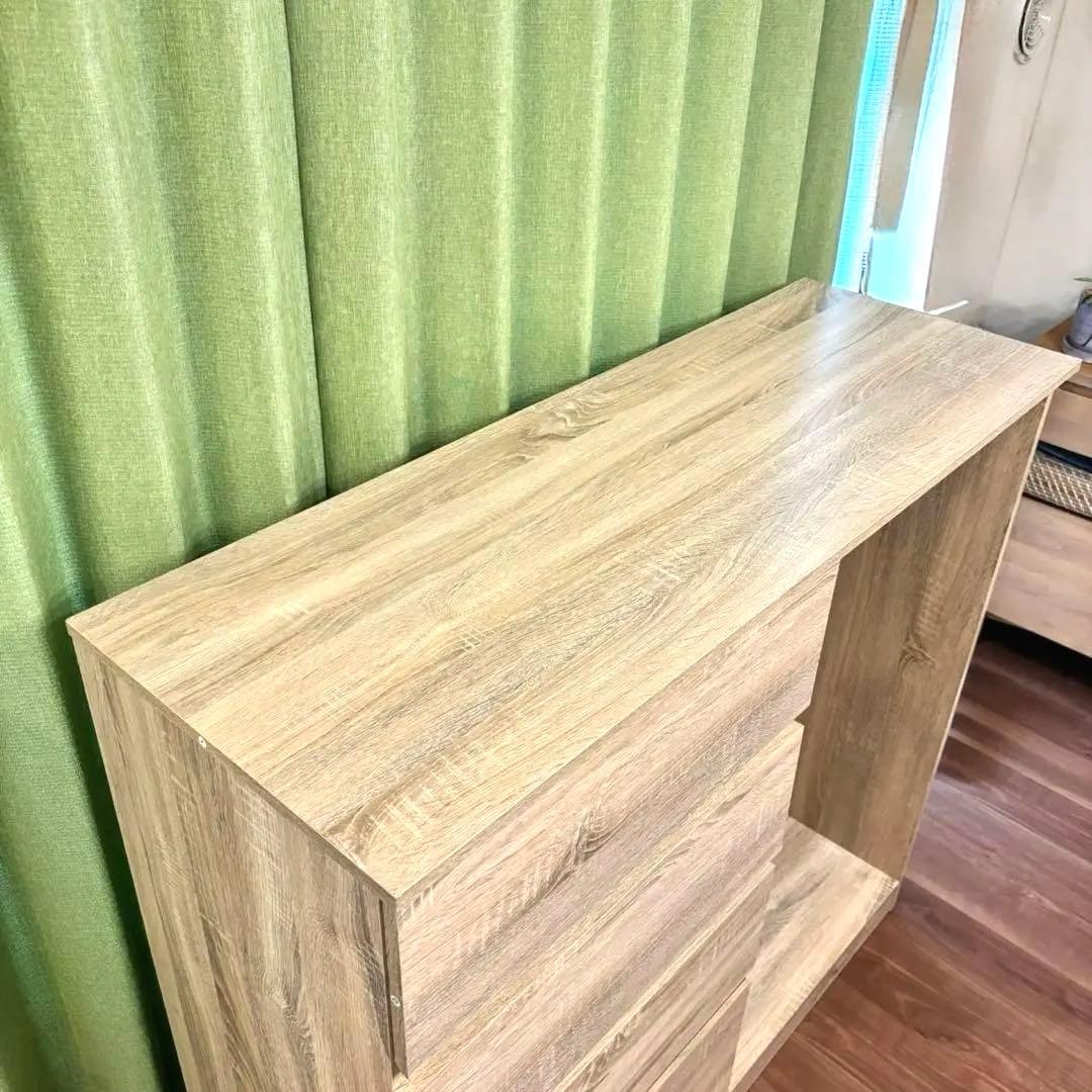 【幅120㎝】ハンガーラック 引き出し おしゃれ チェスト　木目調 LOWYA