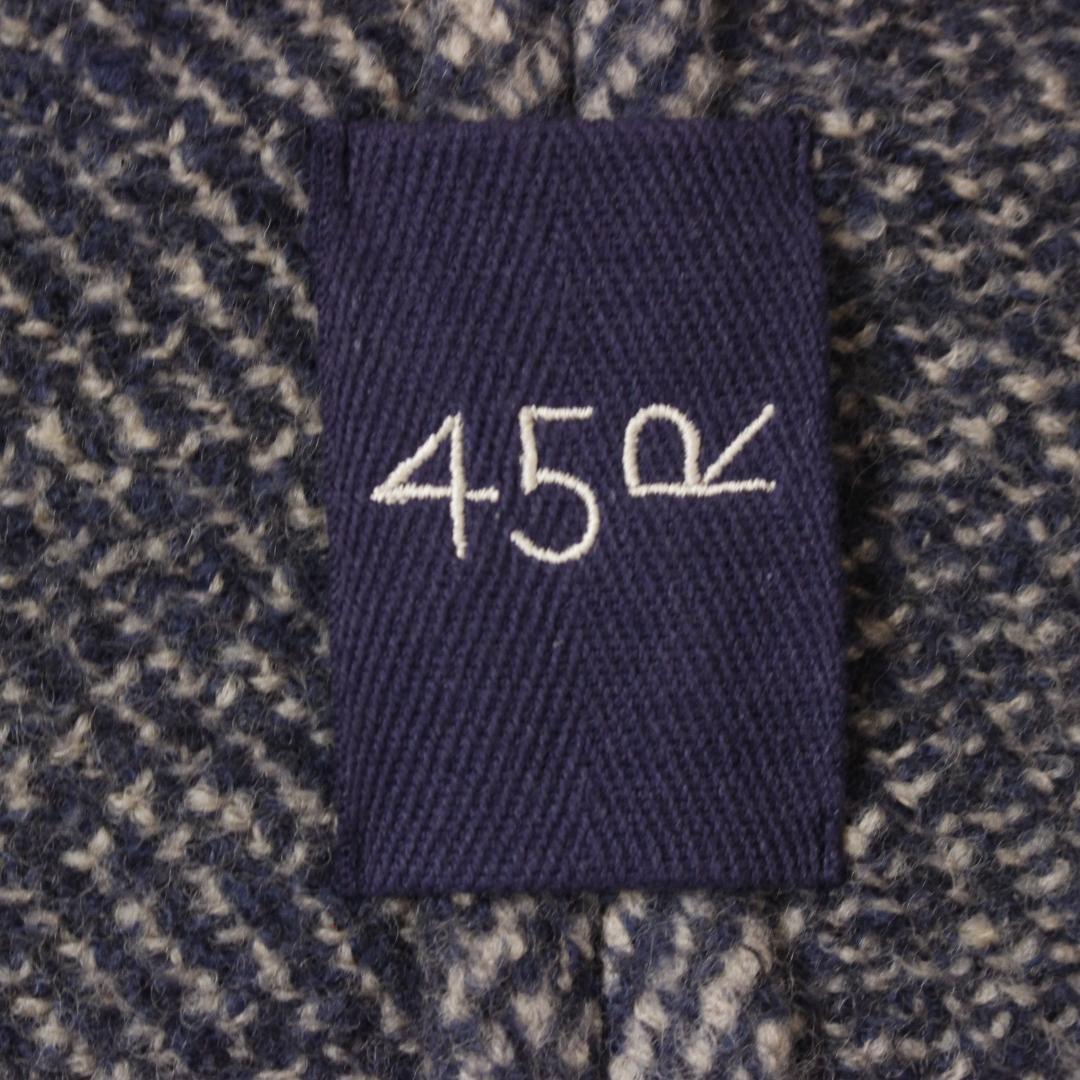 45R デニムツイードニットのジャケット Mサイズ ネイビー スタンドカラー