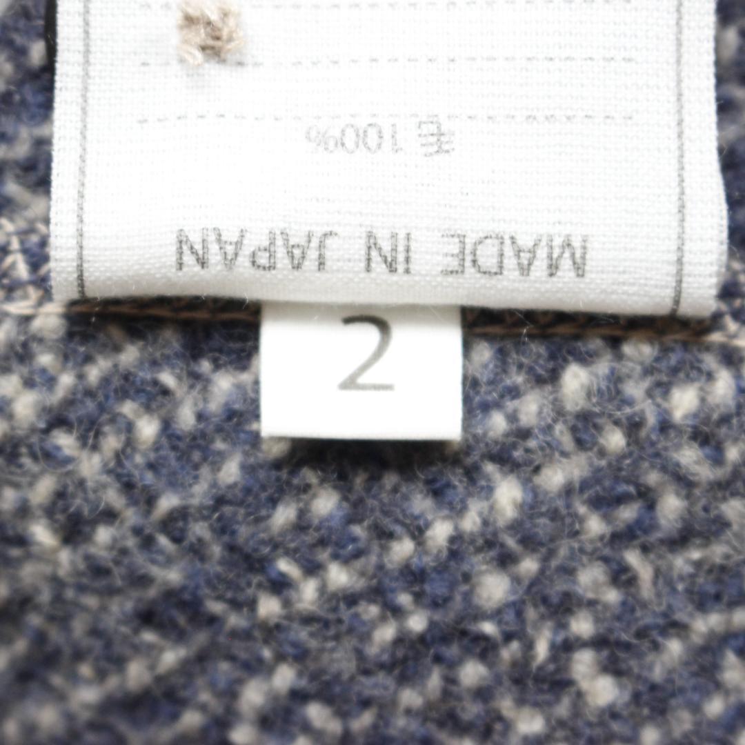 45R デニムツイードニットのジャケット Mサイズ ネイビー スタンドカラー