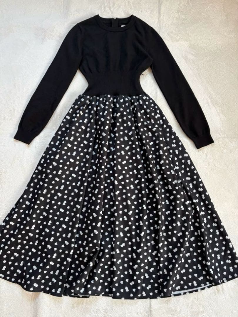 JENNE l'amour ニットドッキングワンピース 黒 フレアワンピース