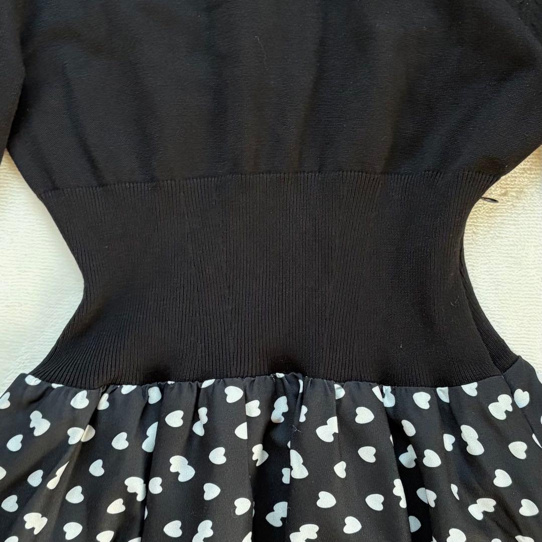 JENNE l'amour ニットドッキングワンピース 黒 フレアワンピース