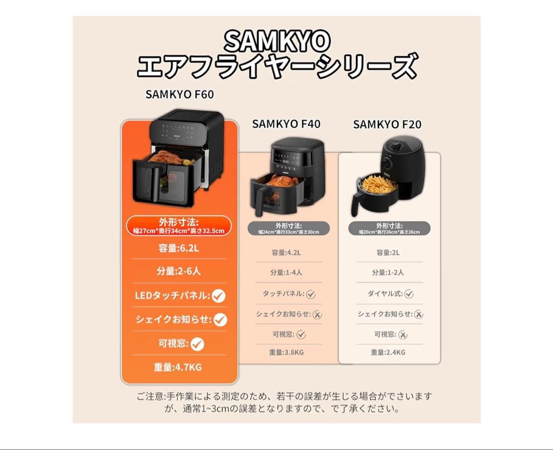 【1/21のお昼まで値下げ！】SAMKYO エアフライヤー 2-6人用