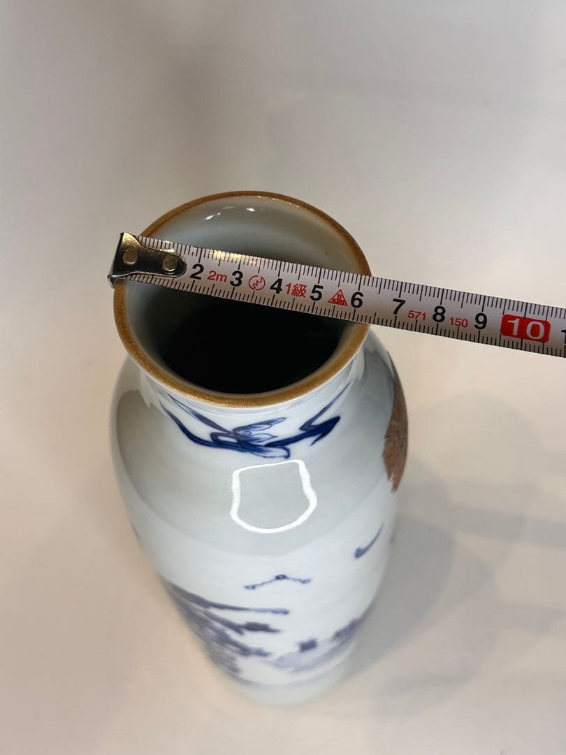 明代青花染付 人物文 花瓶 文物商店ラベル付 底部に封蝋あり 中国古陶磁 骨董品