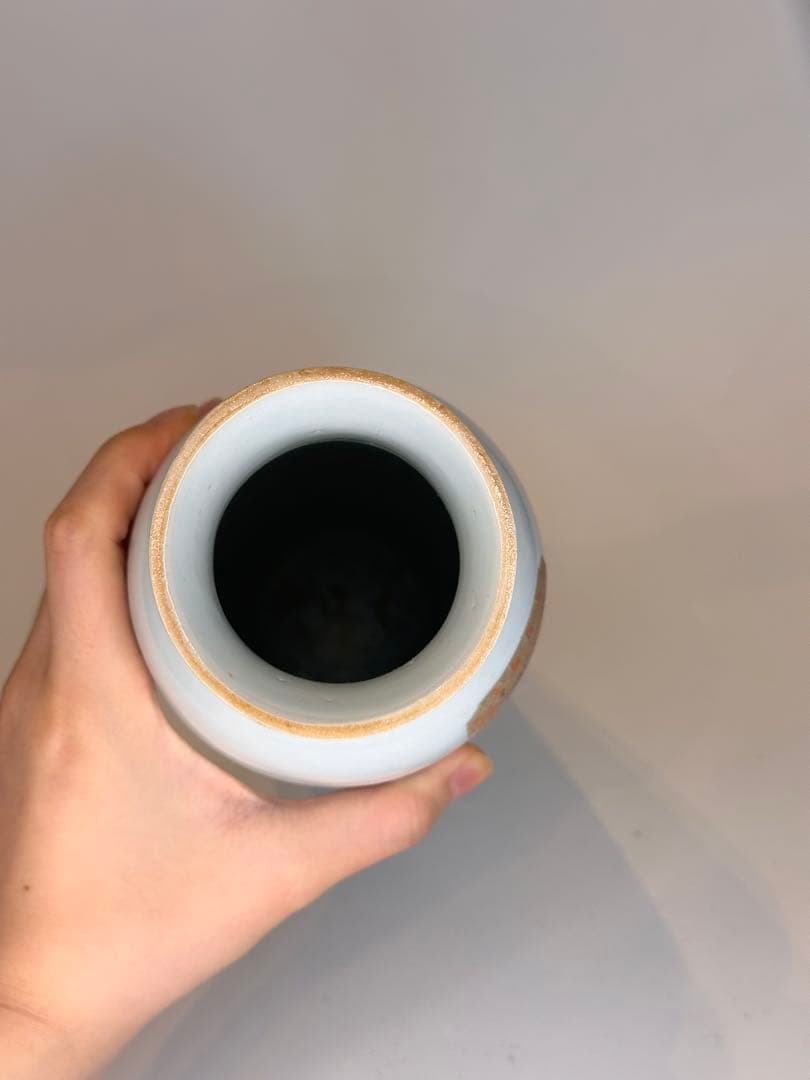 明代青花染付 人物文 花瓶 文物商店ラベル付 底部に封蝋あり 中国古陶磁 骨董品