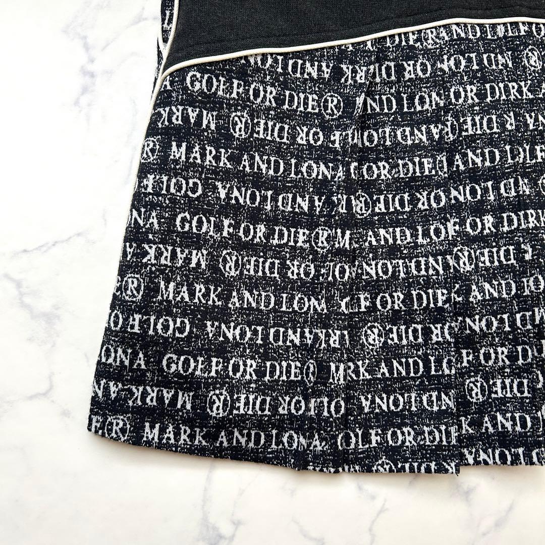 マークアンドロナ 近年モデル プリーツスカート インナー付き 総柄 レザーロゴ