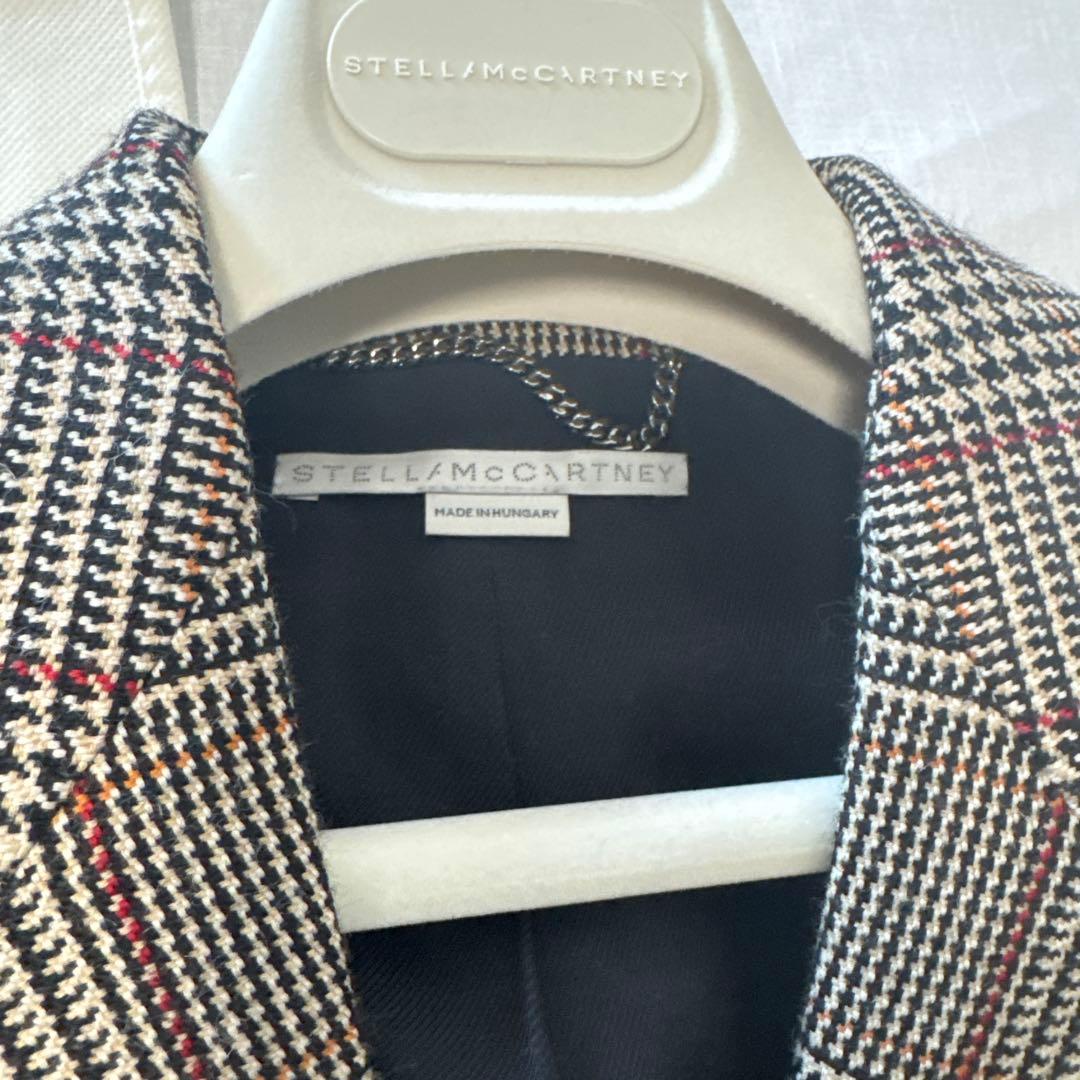 美品ステラマッカートニー チェックテーラードジャケット 薄手コートアウター