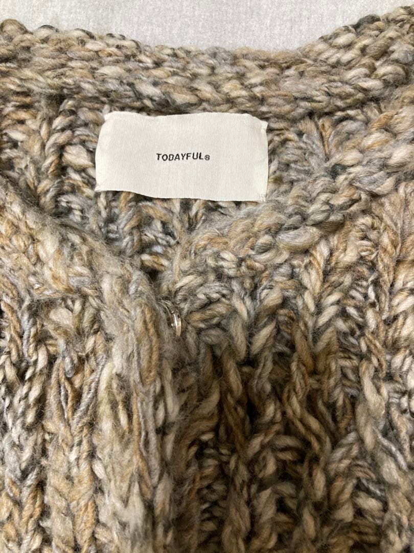 TODAYFUL Mix Handknit Vest グレージュ