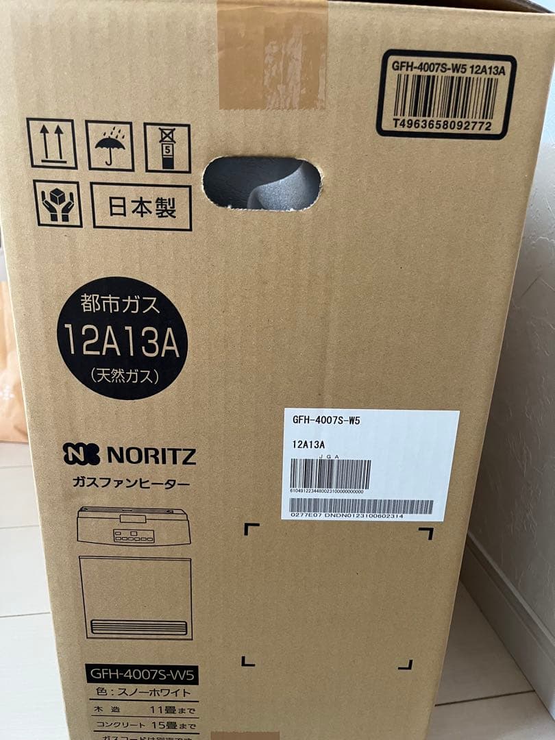 「新品」NORITZ ガスファンヒーター GFH-4007S-W5 都市ガス用