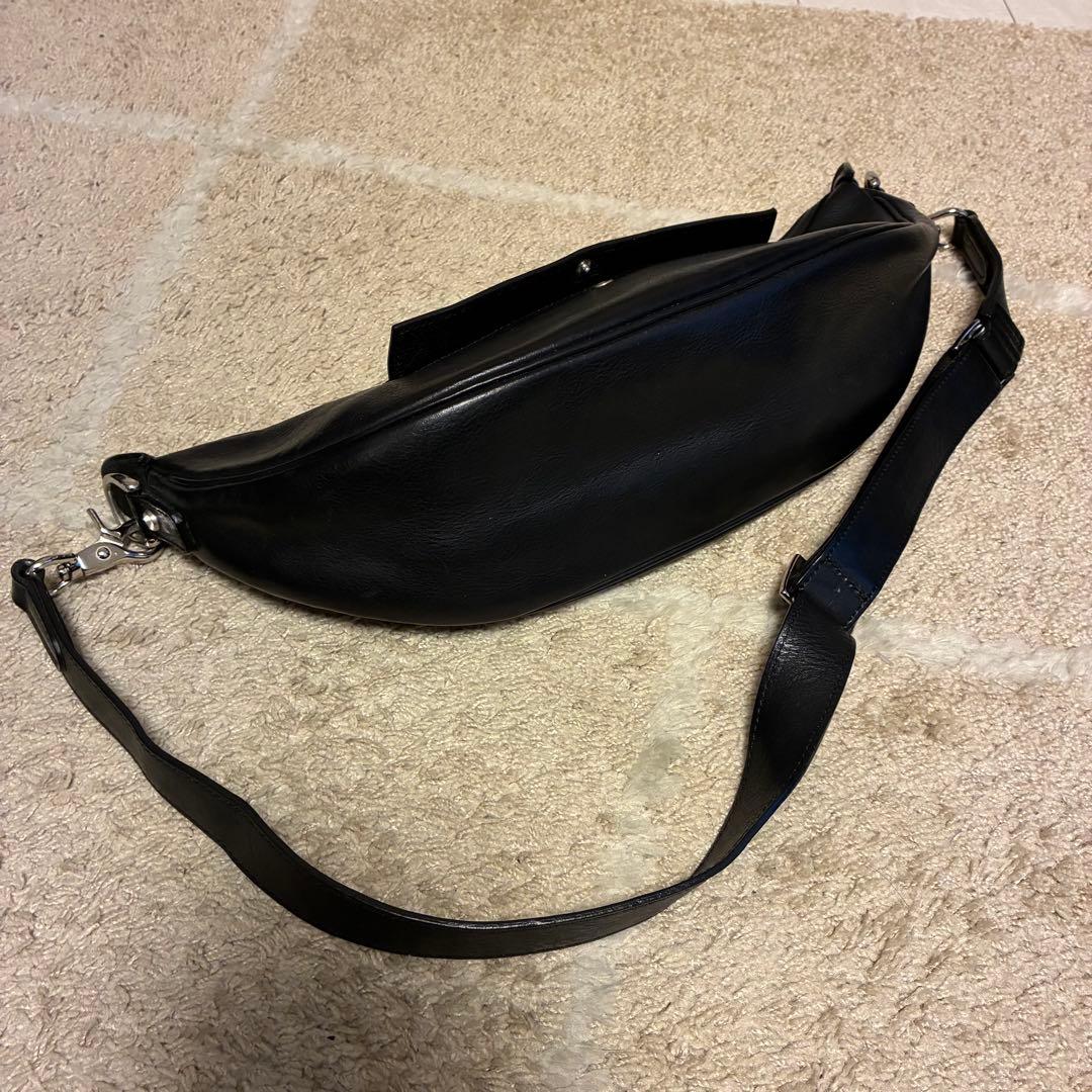 【美品】東京上野　万双　レザー　ショルダーバッグ　黒