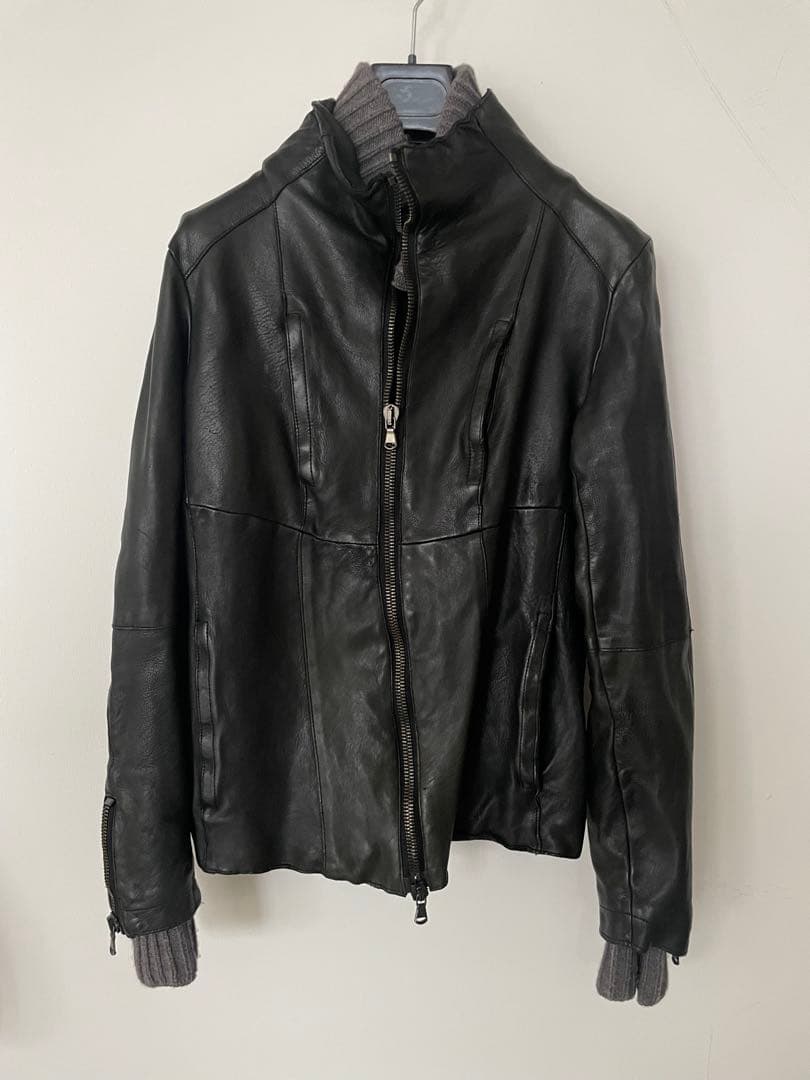 【TRANSIT PAR-SUCH】レザーニットシングルジャケット