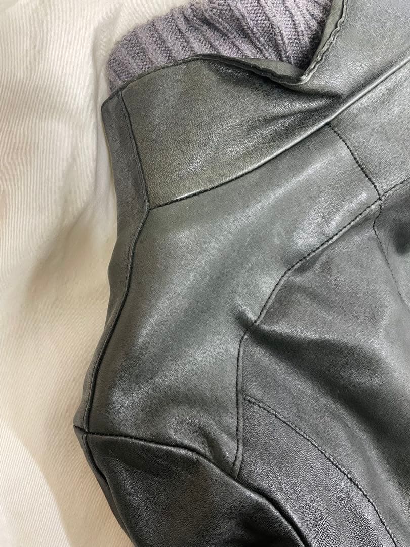 【TRANSIT PAR-SUCH】レザーニットシングルジャケット