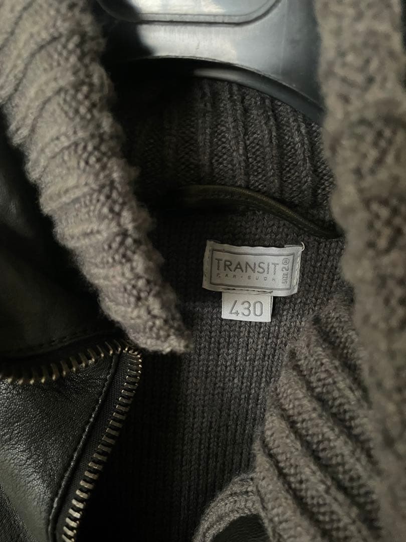 【TRANSIT PAR-SUCH】レザーニットシングルジャケット