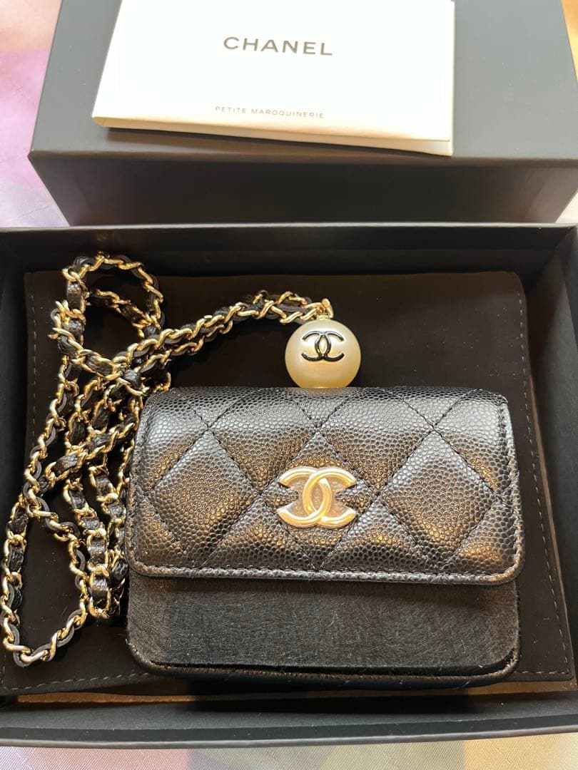 シャネル　フラップ　ケース　カードケース　ミニチェーンウォレット
