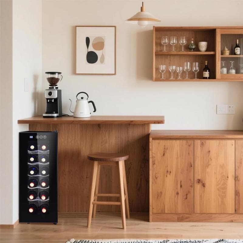 家庭用ワインセラー 12本収納 コンパクト 静音 ペルチェ式 LED ブラック
