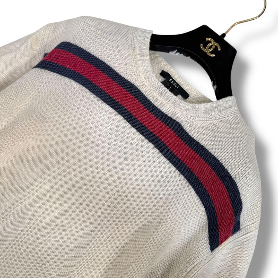 GUCCI グッチ シルク混 シェリーライン ニット セーター アイボリー L