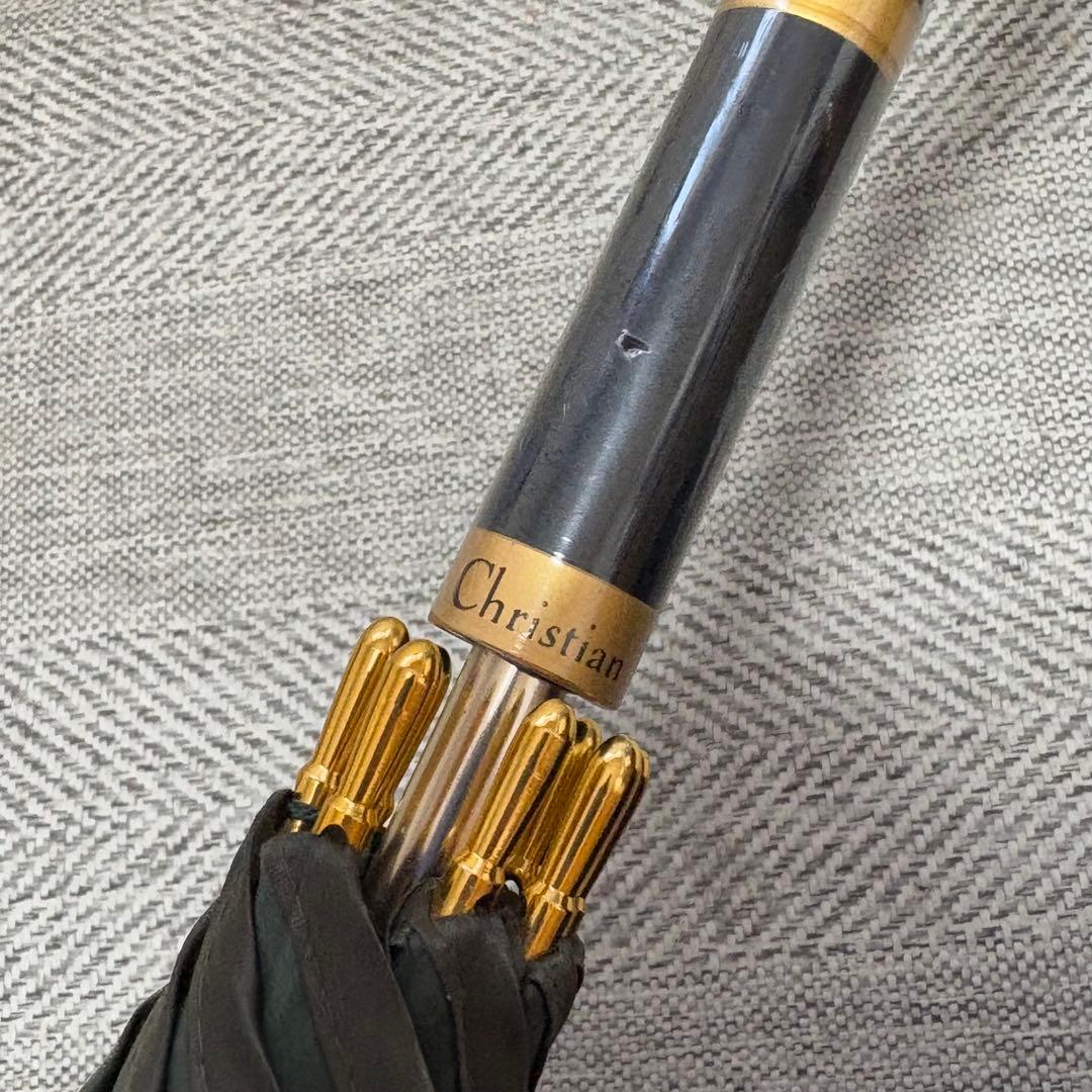 美品未使用　Christian Dior 旧ロゴ　晴雨兼用長傘　モスグリーン