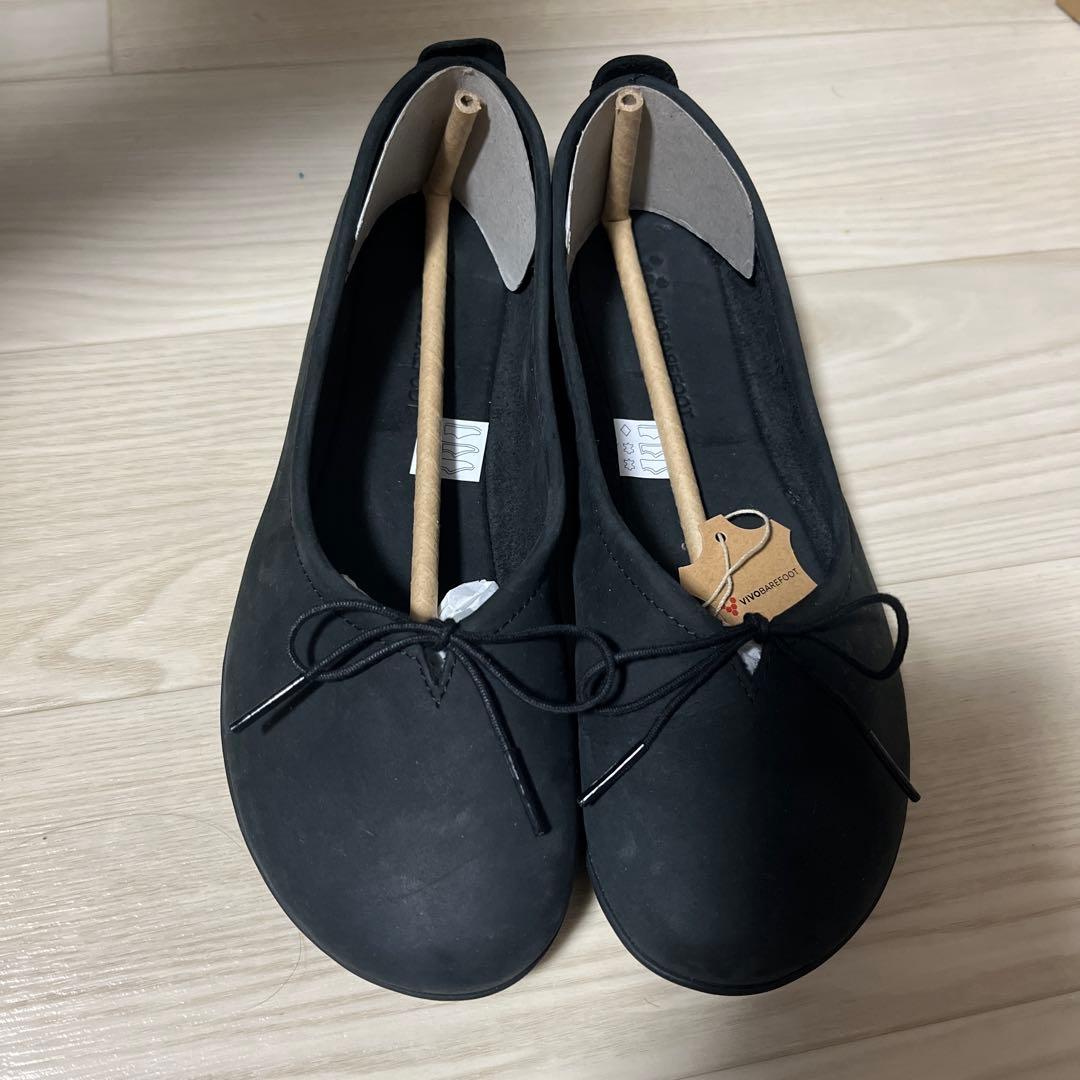 vivobarefoot ブラックスエードフラットシューズ　37