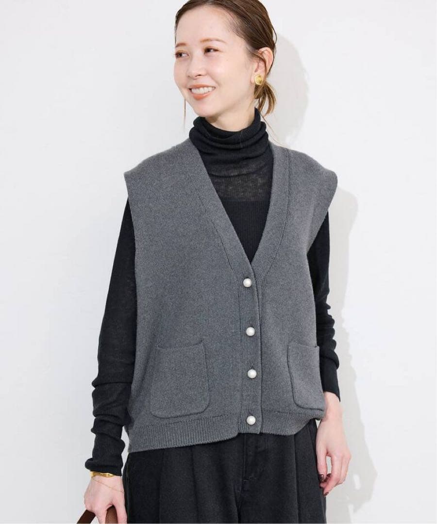 SLOBE IENA パールニットベスト 新品 グレー