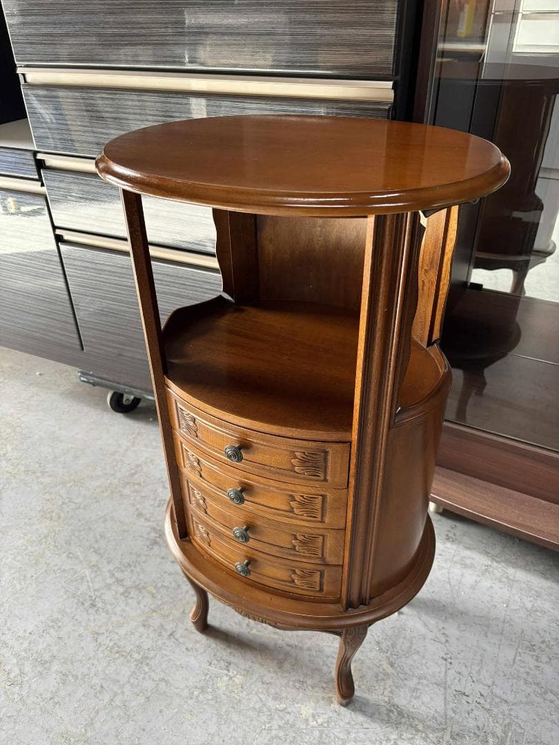 アンティーク 猫脚 サイドチェスト 花台 サイドテーブル,幅48cm Used