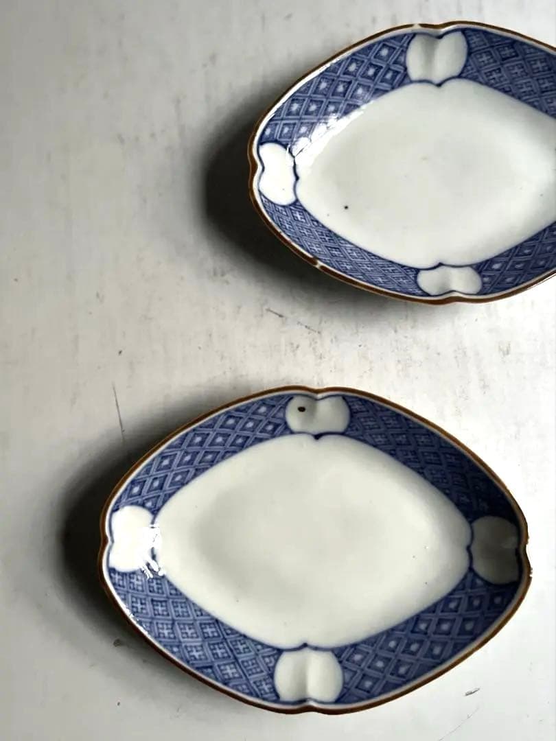 【k.様リクエスト】091 アンティーク 変形菱形染付皿 2枚組 880 2客