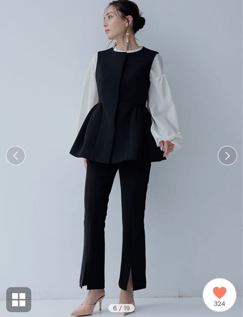 ペプラムフォルムトップス black anuans