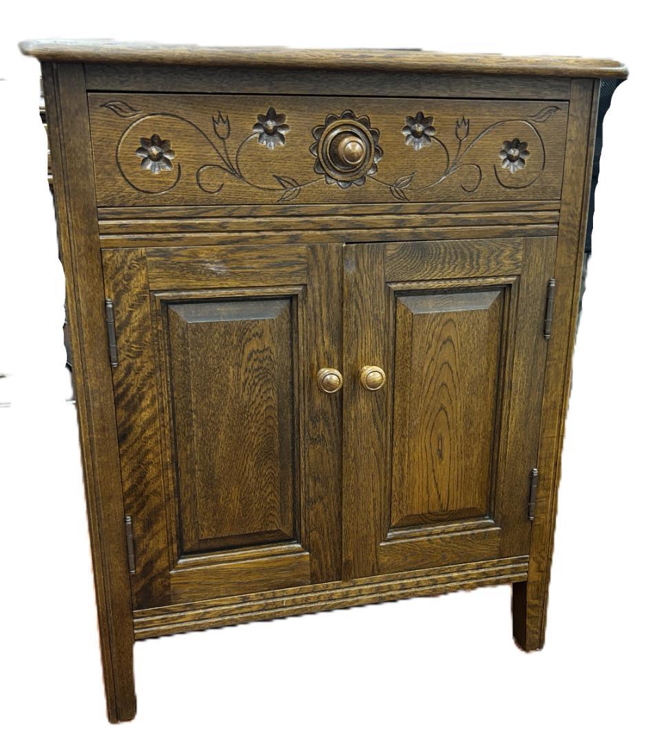 まう　勇峰工芸 雅 花柄キャビネット 道産ナラ材