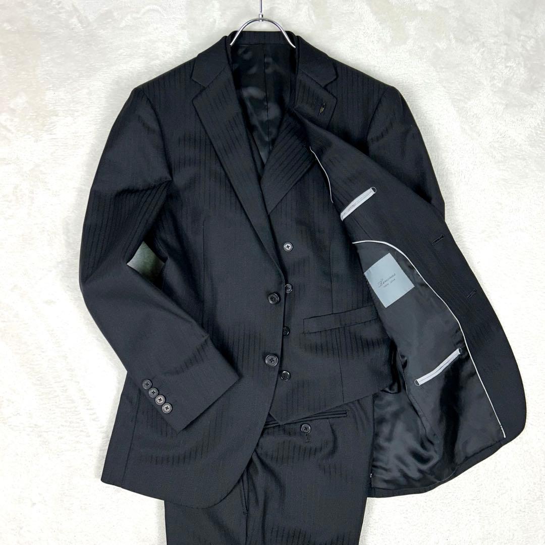 美品☆ティノラス ビジネススーツスリーピースセットアップ ダブルブレストベスト