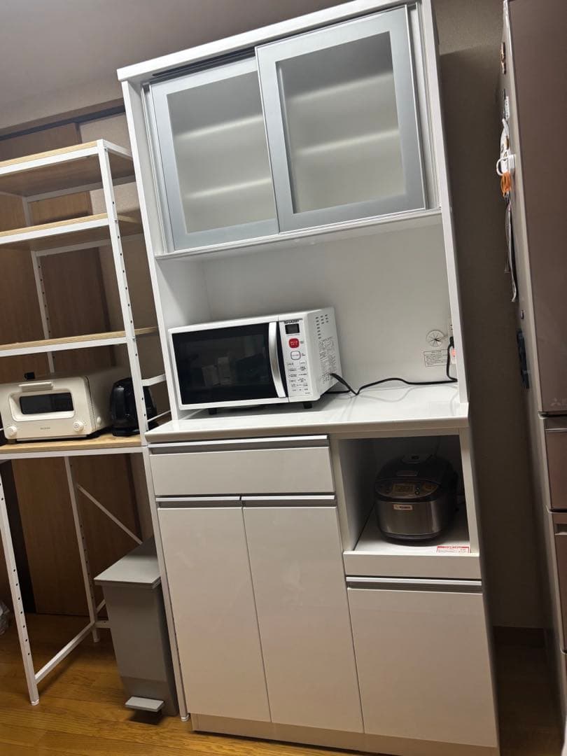 【送料込】ニトリ 食器棚 キッチンカウンター　幅90 ホワイト