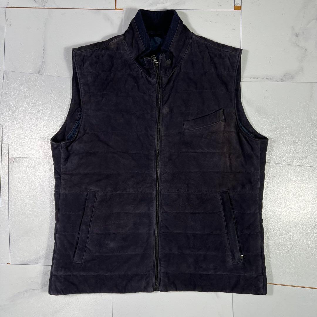 HACKETT LONDON ハケットロンドン レザーベスト L ネイビー