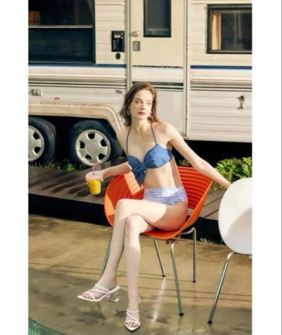 新品 rienda リボンデニムバンドゥカップビキニ XS