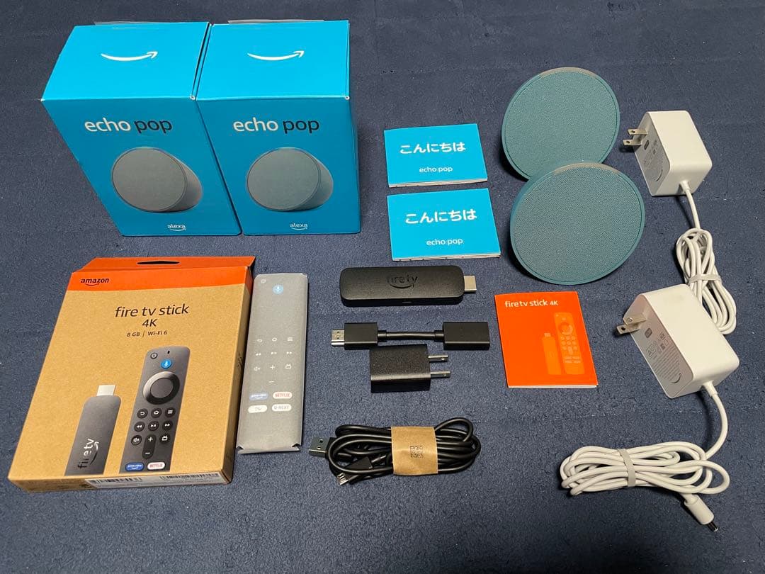 Echo Pop 2個とFire TV Stick 4K セット