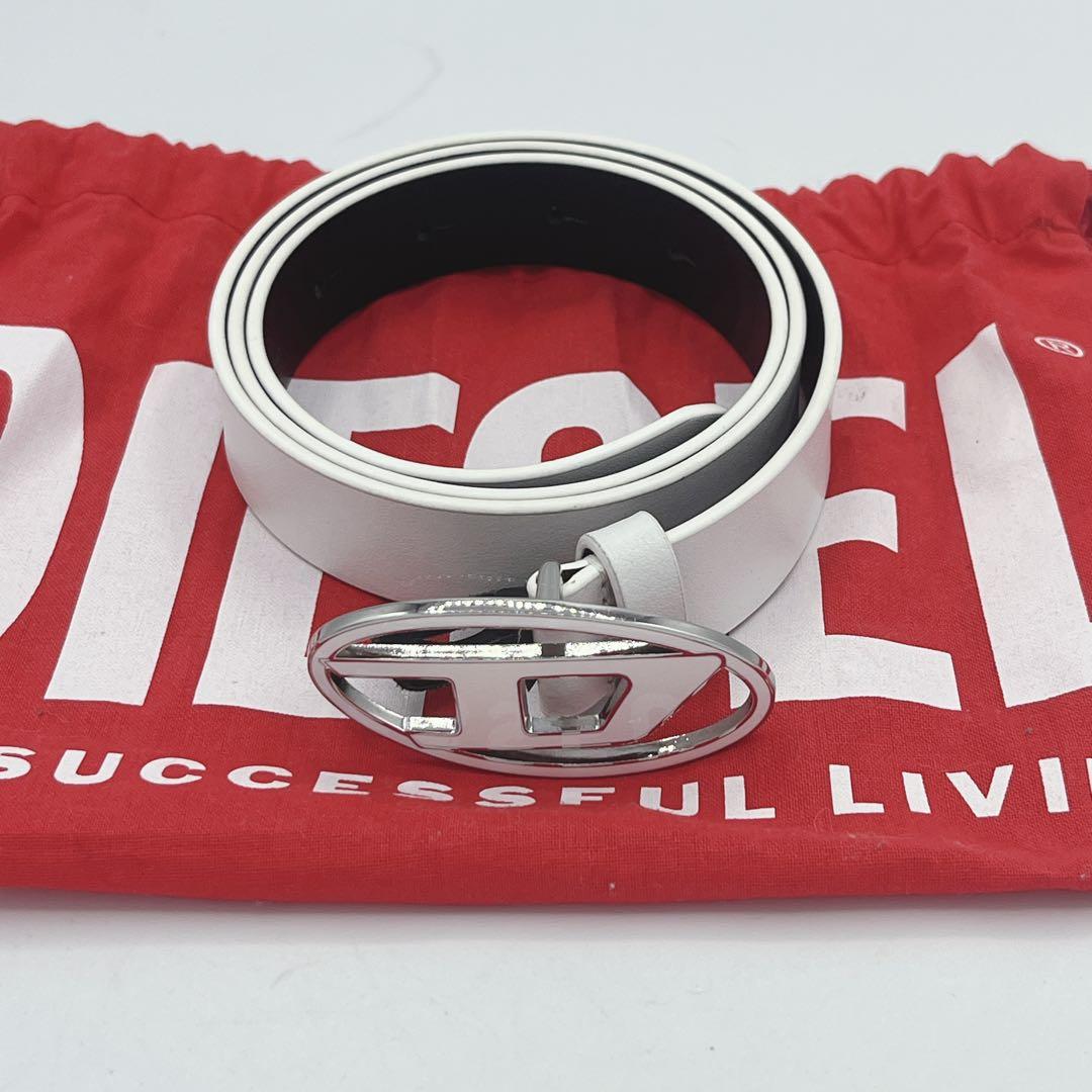 未使用 ディーゼル Dロゴバックル ベルト 80 本革　ホワイト　白