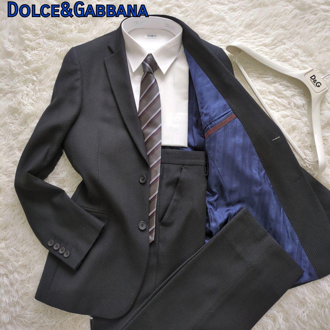 【鑑定済】Dolce&Gabbana　スーツセットアップ　ブラック　総裏　格子柄