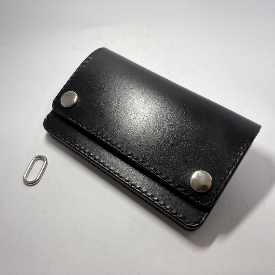 【本革】トラッカーウォレット　ミドル　姫路レザー　ブラック　二つ折り財布