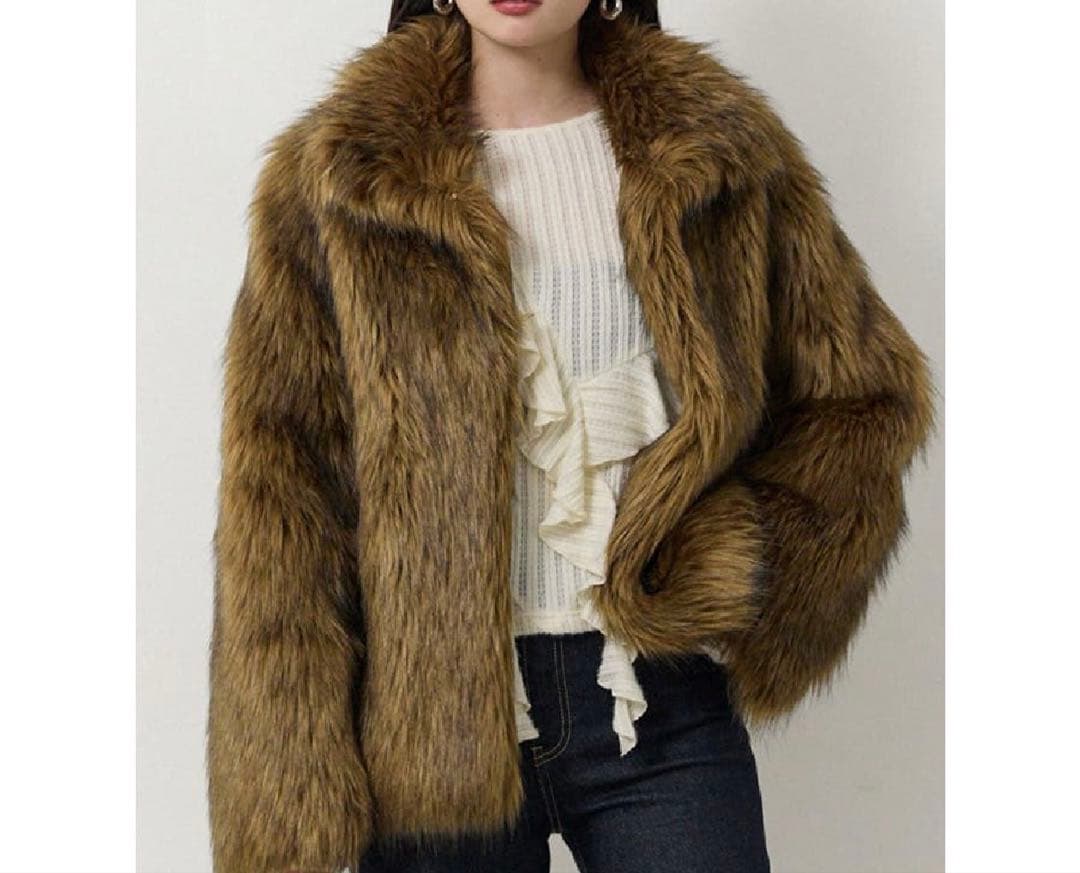 MURUA フェイクファーラインジャガードコート ムルーア ファーコート