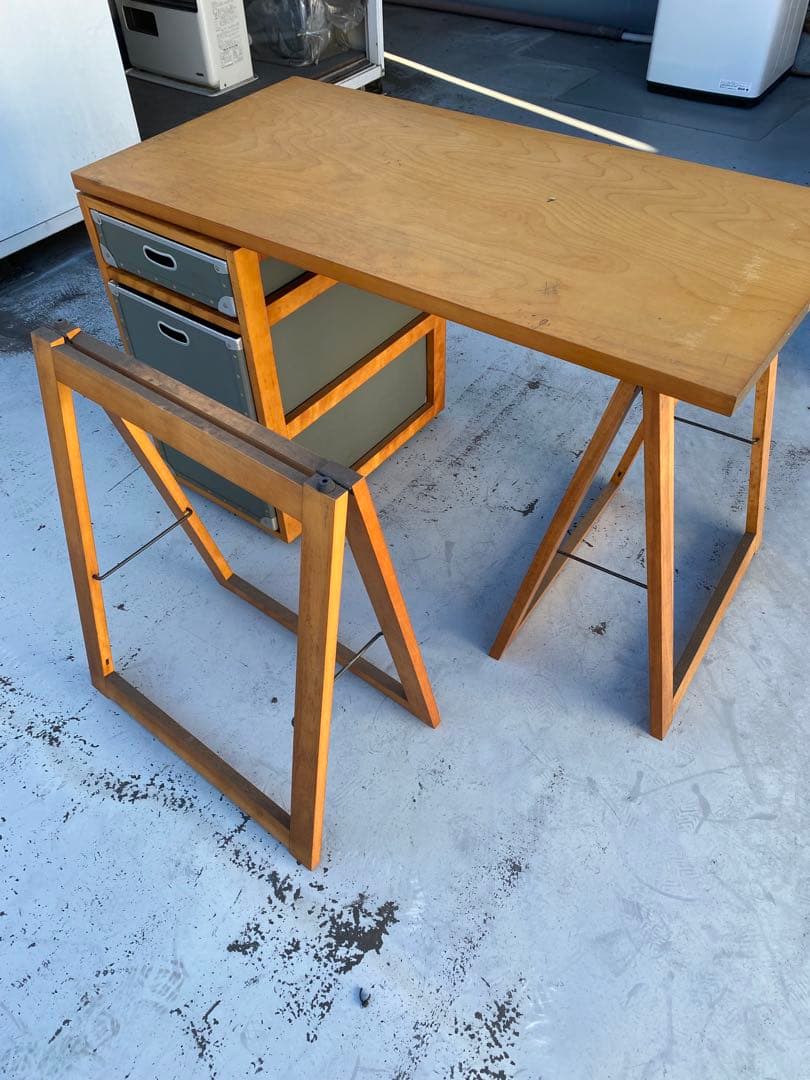 木製シンプルデスク 引き出し3つ付き