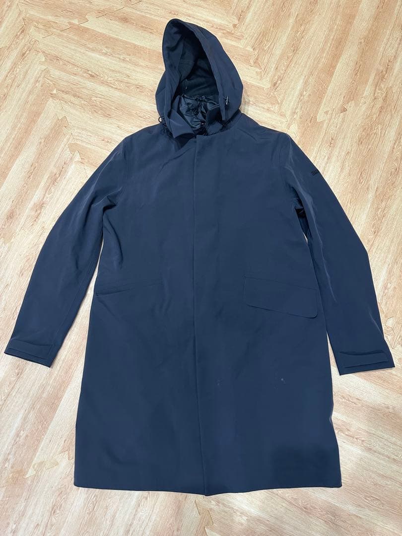 DUNO フード付きネイビーモッズコート　メンズ