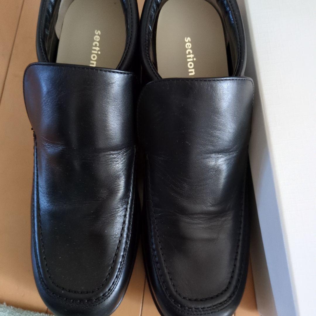 section d'or ブラック レザー スリッポンウェッジソール