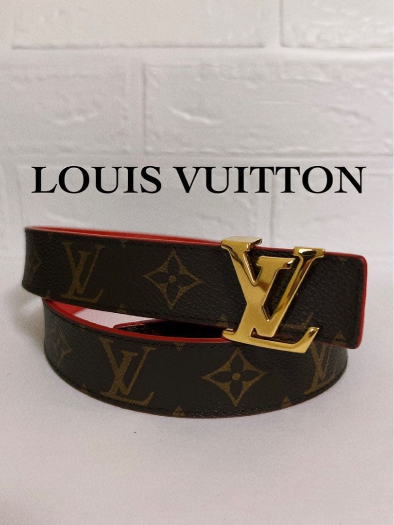 LOUIS VUITTON ベルト 茶×赤 モノグラム　リバーシブル　男女兼用