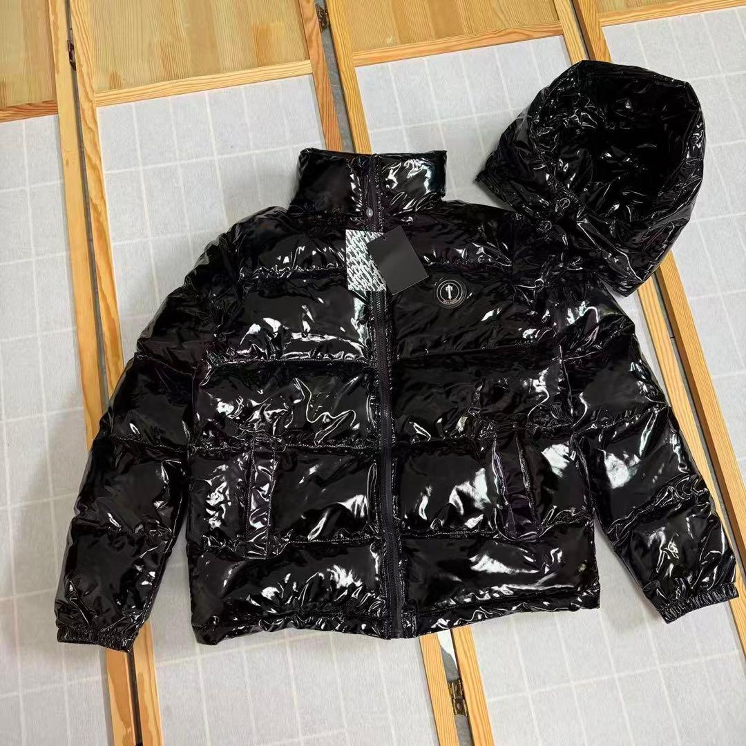 新品 TRAPSTAR 光沢ブラック ダウンジャケット Lサイズ u