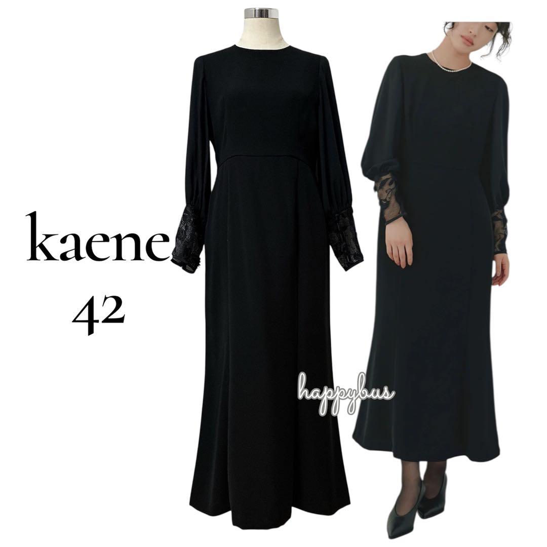 kaeneカエン　ブラック　喪服・慶弔両用　エンブロイダリースリーブ　ドレス
