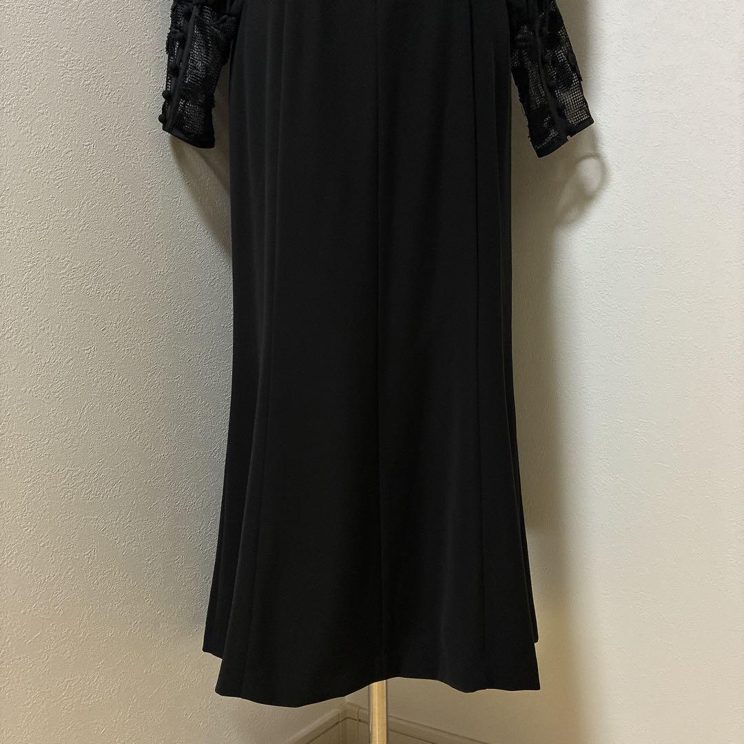 kaeneカエン　ブラック　喪服・慶弔両用　エンブロイダリースリーブ　ドレス